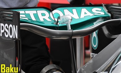 Gp Baku: Mercedes apre il cofano e porta l'ala a 'banana' - Gp Baku: Mercedes apre il cofano e porta l'ala a 'banana'