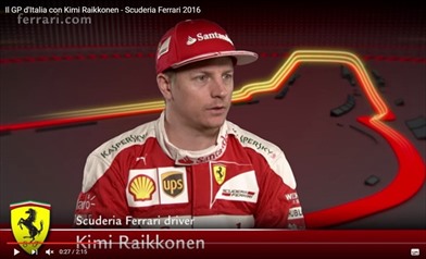 Video: Il GP d'Italia con Kimi Raikkonen - https://www.youtube.com/watch?v=kLWrCmBFUi0