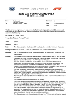 Clamoroso: squalificate entrambe le McLaren a Las Vegas - Clamoroso: squalificate entrambe le McLaren a Las Vegas
