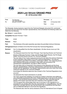 Clamoroso: squalificate entrambe le McLaren a Las Vegas - Clamoroso: squalificate entrambe le McLaren a Las Vegas