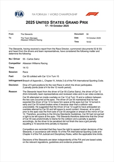 Contatto Sainz-Antonelli: arriva la stangata dalla FIA - Contatto Sainz-Antonelli: il comunicato FIA