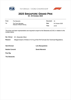 Entrambe le Williams rischiano la squalifica a Singapore - Entrambe le Williams rischiano la squalifica a Singapore