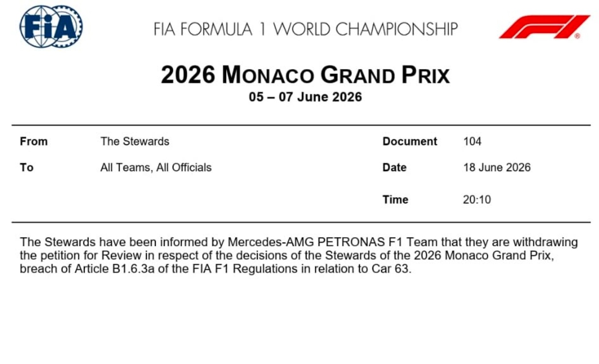FIA - Clamoroso, Mercedes fa marcia indietro: ritirato il reclamo di Monaco