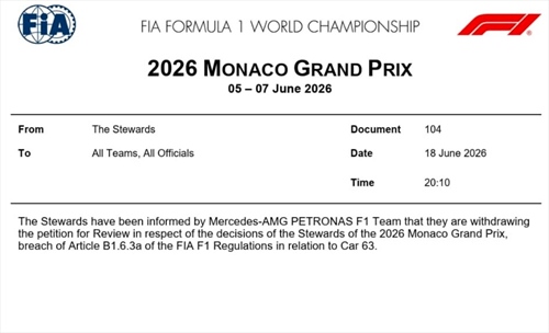 FIA - Clamoroso, Mercedes fa marcia indietro: ritirato il ricorso di Monaco - FIA - Clamoroso, Mercedes fa marcia indietro: ritirato il reclamo di Monaco