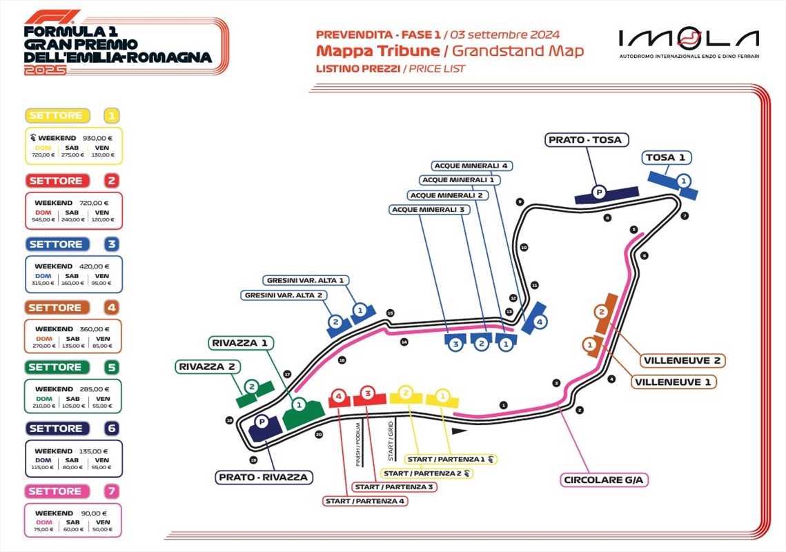 Formula 1 - I prezzi ufficiali dei biglietti per i GP italiani 2025 di Imola e Monza