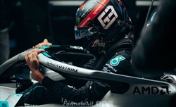 FOTO - Le prime immagini di Russell al volante della W13 a Silverstone