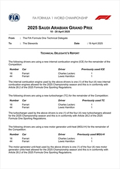 GP Arabia Saudita - Tabella ufficiale componenti Power Unit usate: nuovo motore per Ferrari e Red Bull - GP Arabia Saudita - Tabella ufficiale componenti Power Unit usate: nuovo motore per Ferrari e Red Bulll