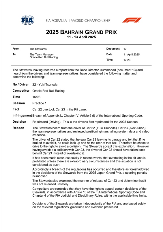 GP Bahrain, la FIA non fa sconti nelle prove libere: tutte le decisioni