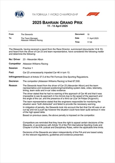 GP Bahrain, la FIA non fa sconti nelle prove libere: tutte le decisioni - GP Bahrain, la FIA non fa sconti nelle prove libere: tutte le decisioni