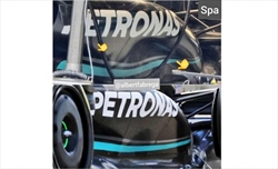 GP Belgio - Immagini dal circuito - Ala posteriore, pance, bocche d'ingresso e fondo, è una Mercedes «C» - GP Belgio - Immagini dal circuito - Nuovo inlet per Mercedes