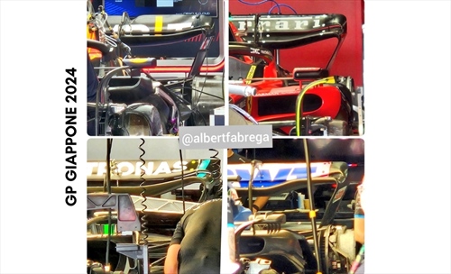 GP Giappone - Immagini dal circuito - Le monoposto «a nudo», setup e dettagli - GP Giappone - Prime immagini dal circuito - Confronto ali posteriori, Ferrari aggressiva