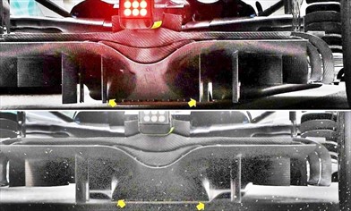 Gp Malesia: Mercedes W08 con modifiche al fondo e all'ala anteriore - Gp Malesia: Mercedes W08 con modifiche al fondo e all'ala anteriore