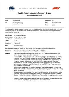 GP Singapore - Contatto Leclerc-Norris: la decisione della FIA - GP Singapore - Contatto Leclerc-Norris: la decisione della FIA
