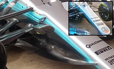 Gp Spagna: Mercedes rivoluziona l'anteriore della W08 - Gp Spagna: Mercedes rivoluziona l'anteriore della W08