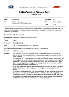 Impeding Antonelli su Norris: la decisione della FIA - Impeding Antonelli su Norris: la decisione della FIA