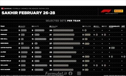 Le mescole scelte per i test in Bahrain: qualche team azzarda le intermedie - Le mescole scelte per i test in Bahrain: qualche team azzarda le intermedie