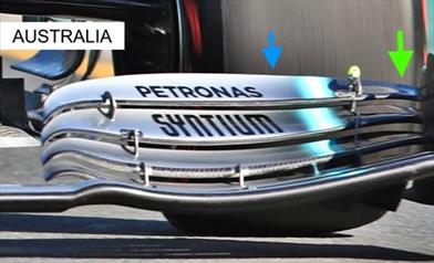 MERCEDES W10: portata in pista una versione di ala anteriore con la zona esterna  - MERCEDES W10: portata in pista una versione di ala anteriore con la zona esterna 