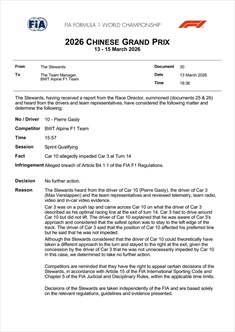 Penalità Verstappen-Gasly: la decisione della FIA - Penalità Verstappen-Gasly: la decisione della FIA