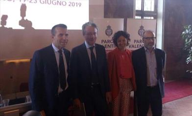 Salone Auto Torino: Presentazione Parco Valentino 19 - 23 giugno 2019 - Da sinistra a destra Andrea Levy, Alberto Sacco, Paola Pisano, Juan Carlos de Martin