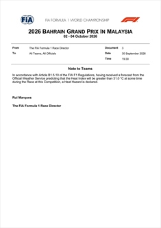 Sepang rovente: la FIA attiva l’Heat Hazard - Sepang rovente: la FIA attiva l’Heat Hazard