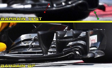 Test Bahrain: ecco le novità sull'anteriore della Renault RS17 - Test Bahrain: ecco le novitÃ  sull'anteriore della Renault RS17