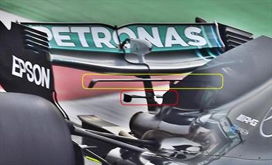 TEST F1 - GIORNO 1: deck wing e monkey seat in versione 2018 sulla MERCEDES W09 - TEST F1 - GIORNO 1: deck wing e monkey seat in versione 2018 sulla MERCEDES W09