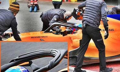 TEST F1 - GIORNO 1: la MCLAREN prova una nuova aerodinamica sull'Halo - TEST F1 - GIORNO 1: la MCLAREN prova una nuova aerodinamica sull'Halo