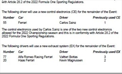UFFICIALE - Altre sostituzioni per i motorizzati Ferrari: interessata la PU di Sainz - UFFICIALE - Altre sostituzioni per i motorizzati Ferrari: interessata la PU di Sainz