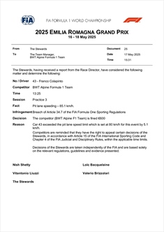 UFFICIALE - Colapinto sanzionato dalla FIA nel suo primo GP del 2025: i dettagli - UFFICIALE - Colapinto sanzionato dalla FIA nel suo primo GP del 2025: i dettagli