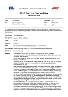 UFFICIALE - Sainz rimproverato dalla FIA, i dettagli - UFFICIALE - Decisione FIA Sainz Silverstone