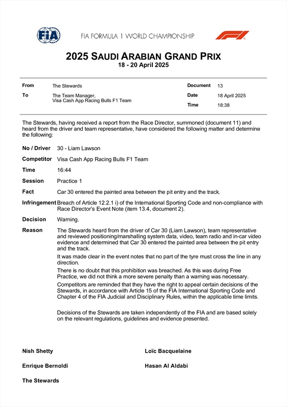 UFFICIALE - Doppia infrazione a Jeddah: le decisioni della FIA