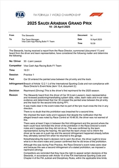 UFFICIALE - Doppia infrazione a Jeddah: le decisioni della FIA - UFFICIALE - Doppia infrazione a Jeddah: le decisioni della FIA