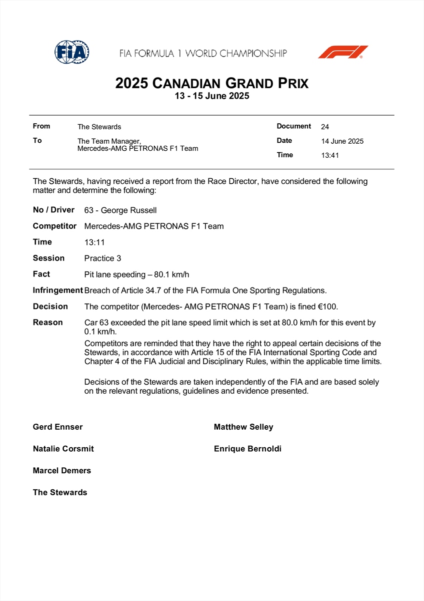 UFFICIALE - Doppia sanzione per la Mercedes prima della qualifica: i dettagli