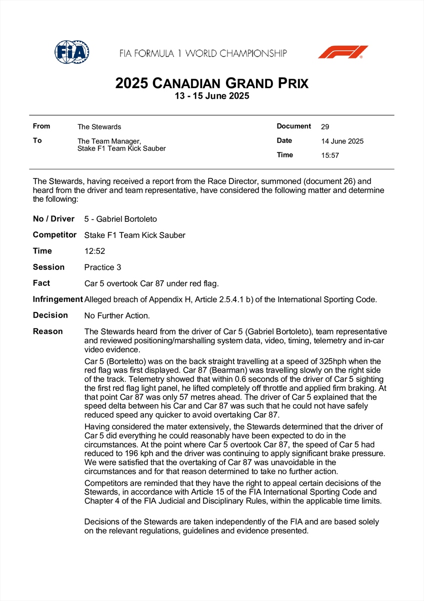 UFFICIALE - FIA incoerente a metà: una penalità estrema in Canada, i dettagli