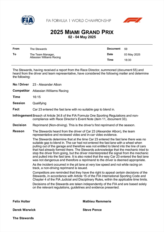 UFFICIALE - FIA protagonista a Miami: provvedimento severo per un pilota