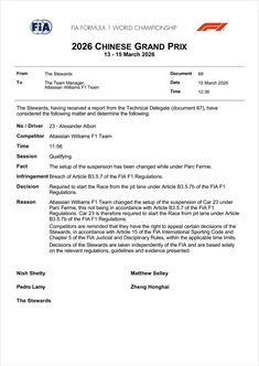 Ufficiale - GP Cina, un pilota partirà dalla Pit Lane: il motivo - Ufficiale - GP Cina, un pilota partirà dalla Pit Lane: il motivo