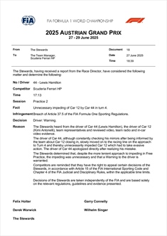 UFFICIALE - Hamilton ed Antonelli puniti dalla FIA al GP d'Austria: i motivi - UFFICIALE - Hamilton ed Antonelli sanzionati al GP d'Austria: i motivi