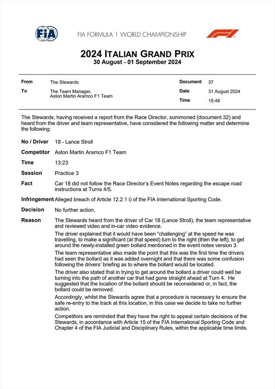 UFFICIALE - La decisione della FIA su Piastri, Pérez e Stroll