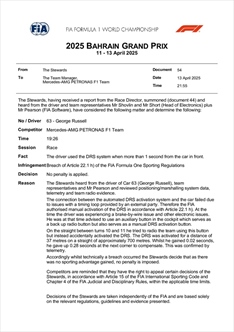 UFFICIALE - La decisione della FIA su Russell: ecco chi è sul podio tra lui e Leclerc - UFFICIALE - La decisione della FIA su Russell: ecco chi è sul podio tra lui e Leclerc