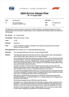 UFFICIALE: La decisione della FIA sul contatto Piastri-Russell - UFFICIALE: La decisione della FIA sul contatto Piastri-Russell