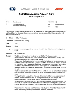 UFFICIALE: La decisione della FIA sull'episodio Verstappen-Hamilton - UFFICIALE: La decisione della FIA sull'episodio Verstappen-Hamilton