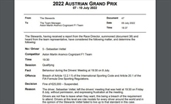 UFFICIALE - La decisione sui 7 team-radio sospetti. Vettel fa infuriare la FIA: penalizzato - UFFICIALE - La decisione sui 7 team-radio sospetti. Vettel fa infuriare la FIA: penalizzato
