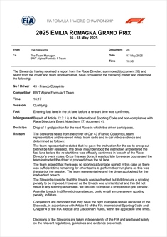 UFFICIALE - La FIA non si smentisce: cambia la griglia di partenza ad Imola - UFFICIALE - La FIA non si smentisce: cambia la griglia di partenza ad Imola