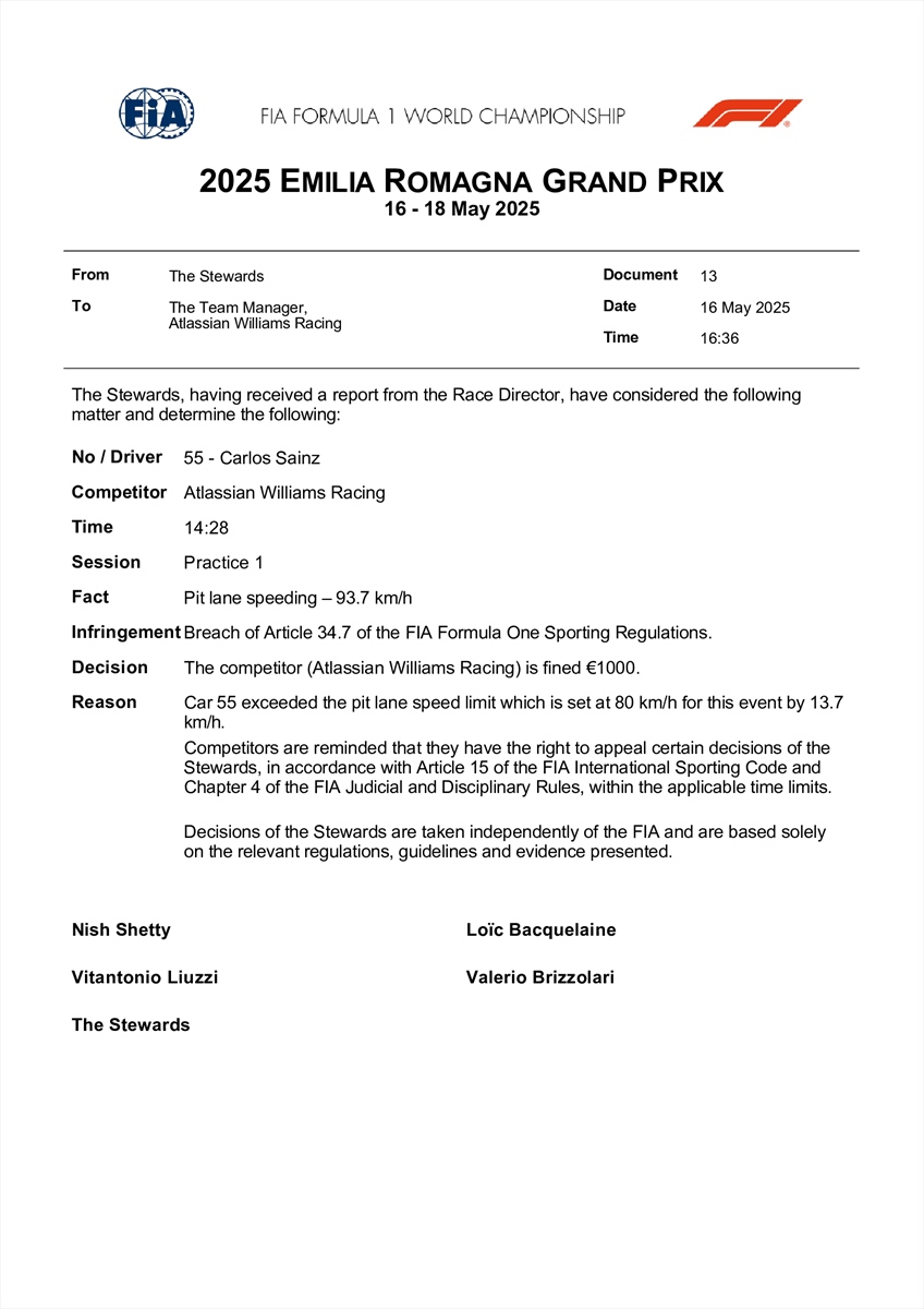 UFFICIALE - La Williams paga caro un errore di Sainz: i dettagli della sanzione FIA