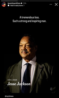 «Una perdita tremenda»: Lewis Hamilton ricorda Jesse Jackson - «Una perdita tremenda»: Lewis Hamilton ricorda Jesse Jackson