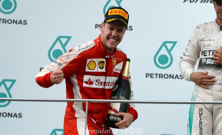 Vettel, vittoria Malesia 2015 su Ferrari